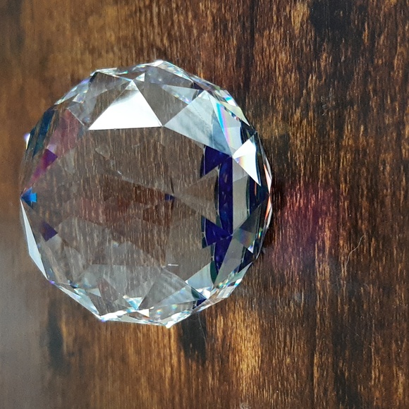 Swarovski Crystal Round Paperweight, Bermuda Blue, Vintage Decor - Picture 5 of 13